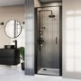 GRADE A1 - Black 900mm Hinged Shower Door - Pavo