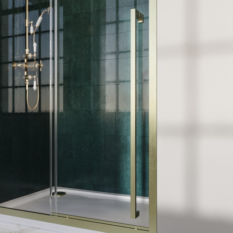 1200mm Black Sliding Shower Door 8mm Glass with Extended Handle - Pavo