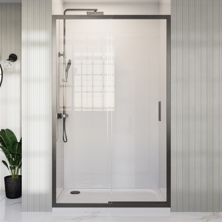 ALMOST PERFECT - 1200mm Gunmetal Grey Sliding Shower Door 8mm Glass - Pavo