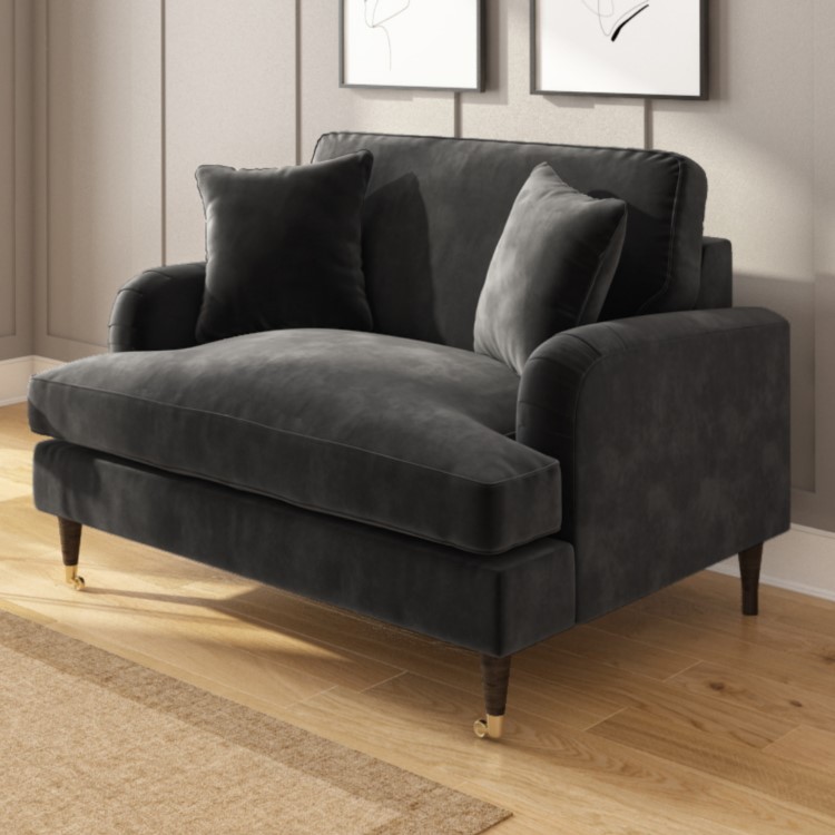 ALMOST PERFECT - Charcoal Velvet Loveseat - Payton