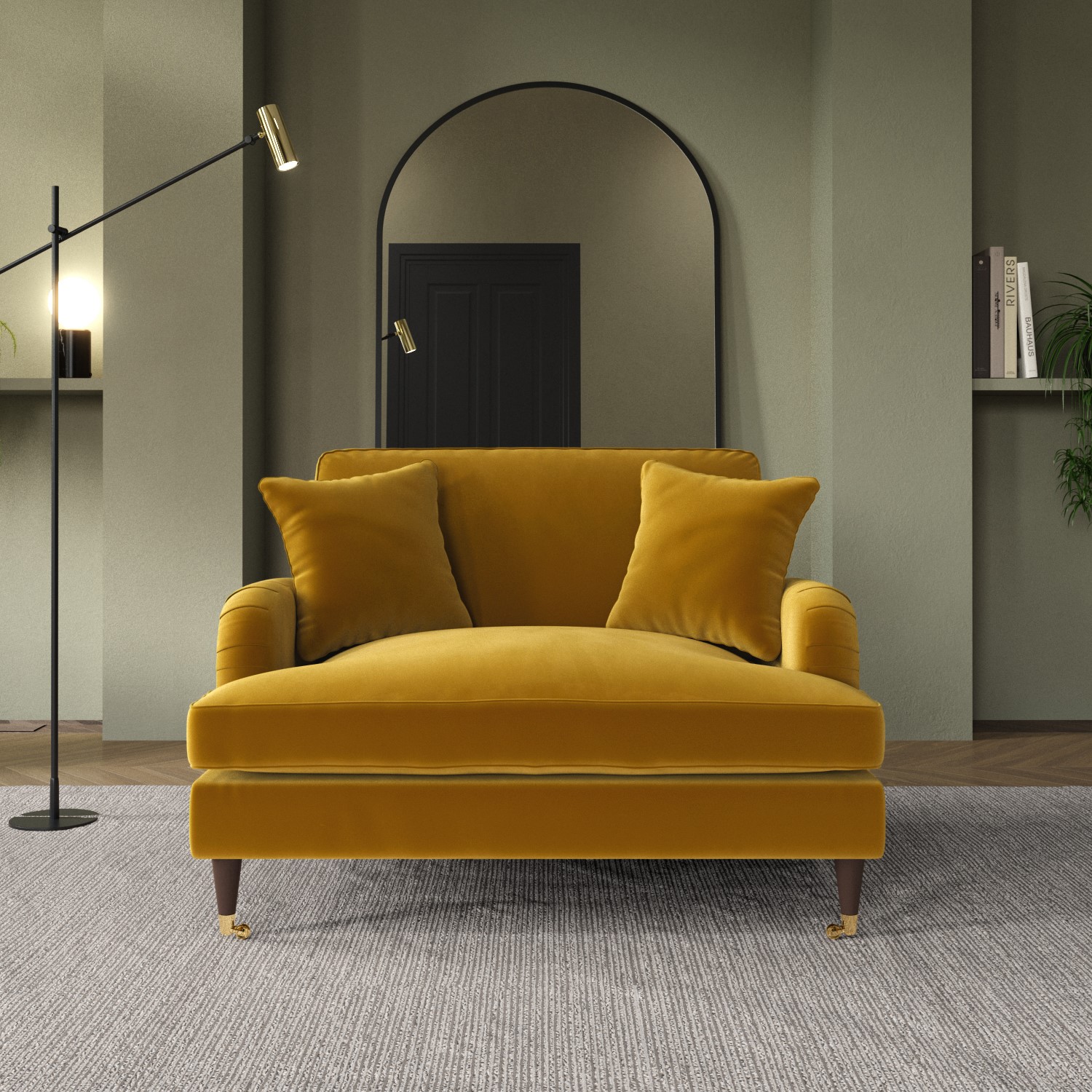 Mustard Velvet Love Seat - Payton PAY044