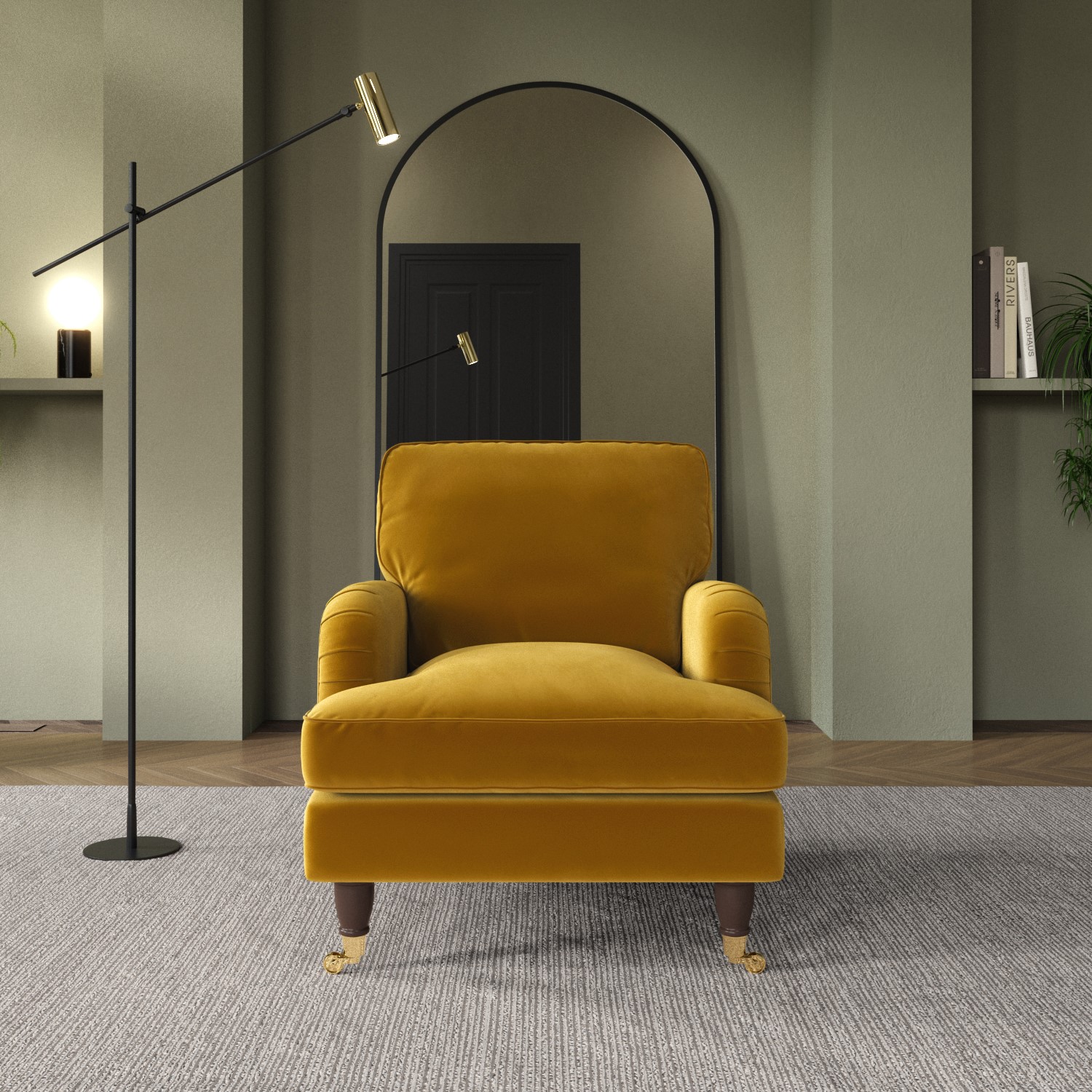 Mustard Velvet Armchair - Payton PAY045