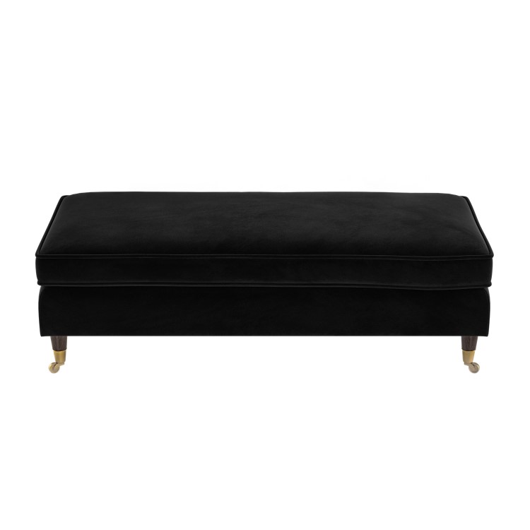 ALMOST PERFECT - Black Velvet Long Footstool - Payton