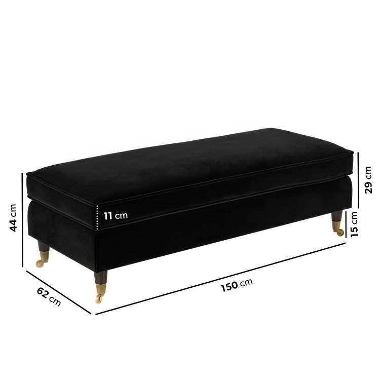 ALMOST PERFECT - Black Velvet Long Footstool - Payton