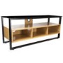 Proper TV Floor Stand Contemporary Design Tempered Glass and Wood