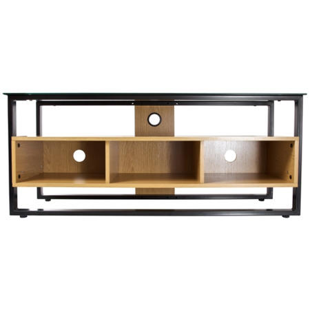 Proper TV Floor Stand Contemporary Design Tempered Glass and Wood
