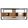 Proper TV Floor Stand Contemporary Design Tempered Glass and Wood