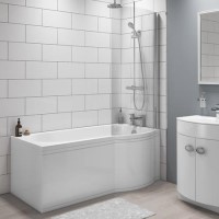 Portland Right Hand P Shaped Shower Bath - 1675 x 850 x 750mm