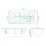 Portland Right Hand P Shaped Shower Bath - 1675 x 850 x 750mm