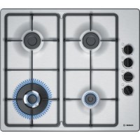 GRADE A2 - Bosch PBH6B5B60 58cm Four Burner Gas Hob With Cast Iron Pan Stands Stainless Steel
