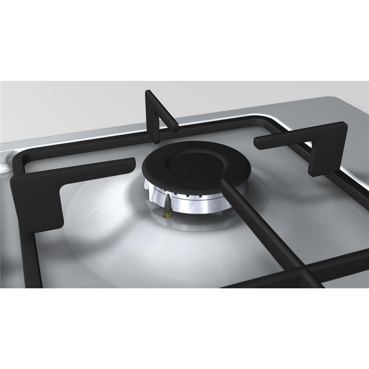 GRADE A2 - Bosch PBH6B5B60 58cm Four Burner Gas Hob With Cast Iron Pan Stands Stainless Steel