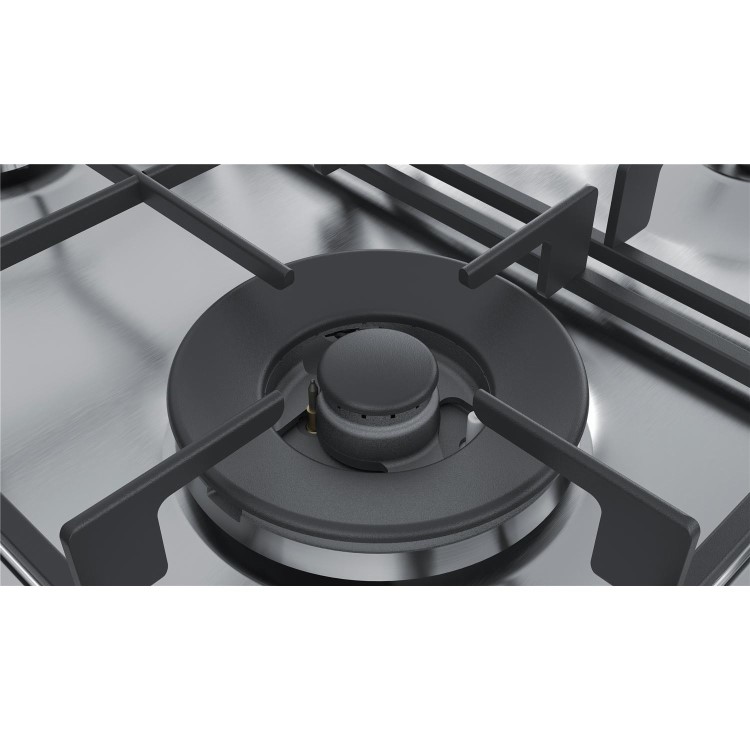 GRADE A2 - Bosch PBH6B5B60 58cm Four Burner Gas Hob With Cast Iron Pan Stands Stainless Steel