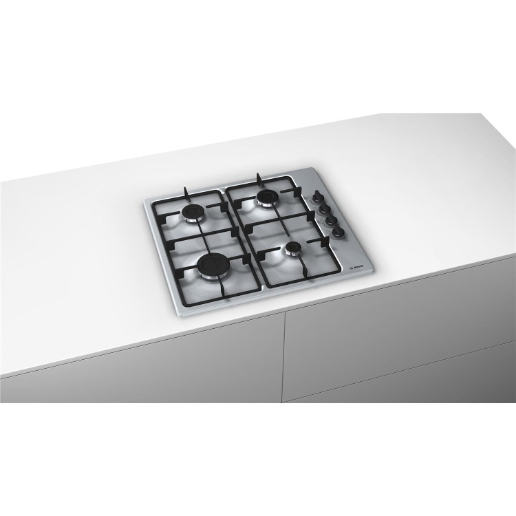 Refurbished Bosch Serie 2 PBP6B5B60 58cm 4 Burner Gas Hob Stainless Steel