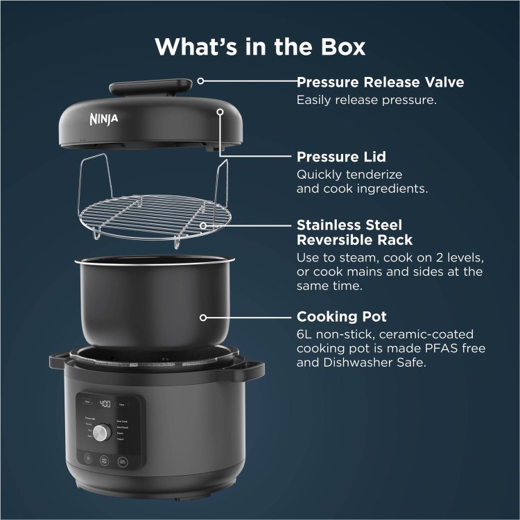 Ninja PC201UK HyperHeat 9-in-1 Pressure & Rice Cooker 6L – Fast Multi Cooker