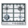 Bosch Display Exxcel 60cm Front control Gas Hob 4 Burners  3.3kW Wok Burner Flame Failure Main Switch Cast Iron Pan Supports Two Piece Burners 