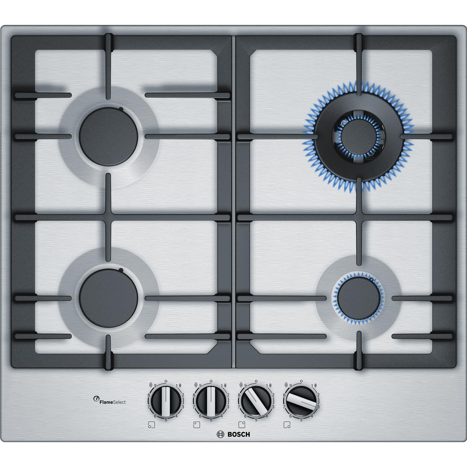 Refurbished Bosch Serie 6 PCH6A5B90 60cm 4 Burner Gas Hob Stainless Steel