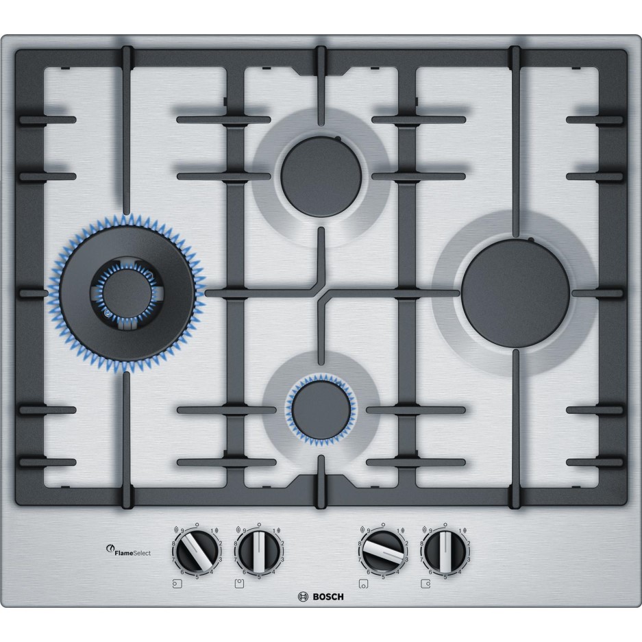 Bosch PCI6A5B90 Serie 6 60cm 4 burner Gas Hob Stainless Steel