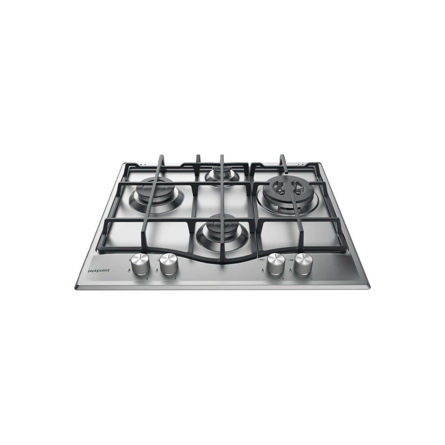 Refurbished Hotpoint PCN641TIXH 59cm 4 Burner Gas Hob with Wok Burner Stainless Steel