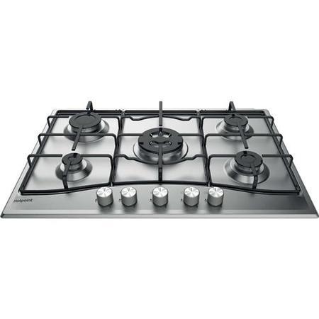 GRADE A1 - Hotpoint PCN752UIXH 73cm Five Burner Gas Hob Stainless Steel