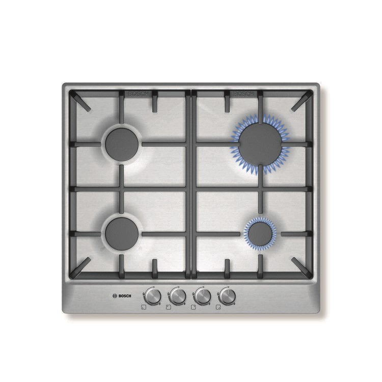 Bosch PCP615B90B Avantixx 60cm Front Control Gas Hob - Brushed Steel