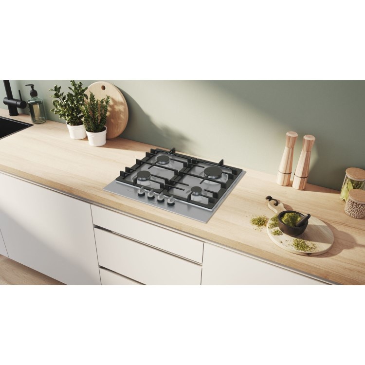 Bosch Series 6 60cm 4 Burner Gas Hob - Stainless Steel