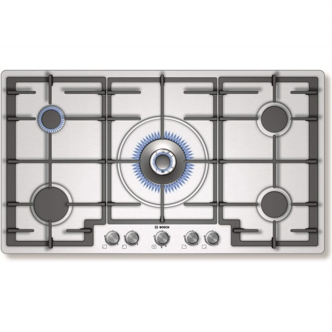 Bosch PCR915B91E Avantixx 92cm Five Burner Gas Hob in Brushed steel