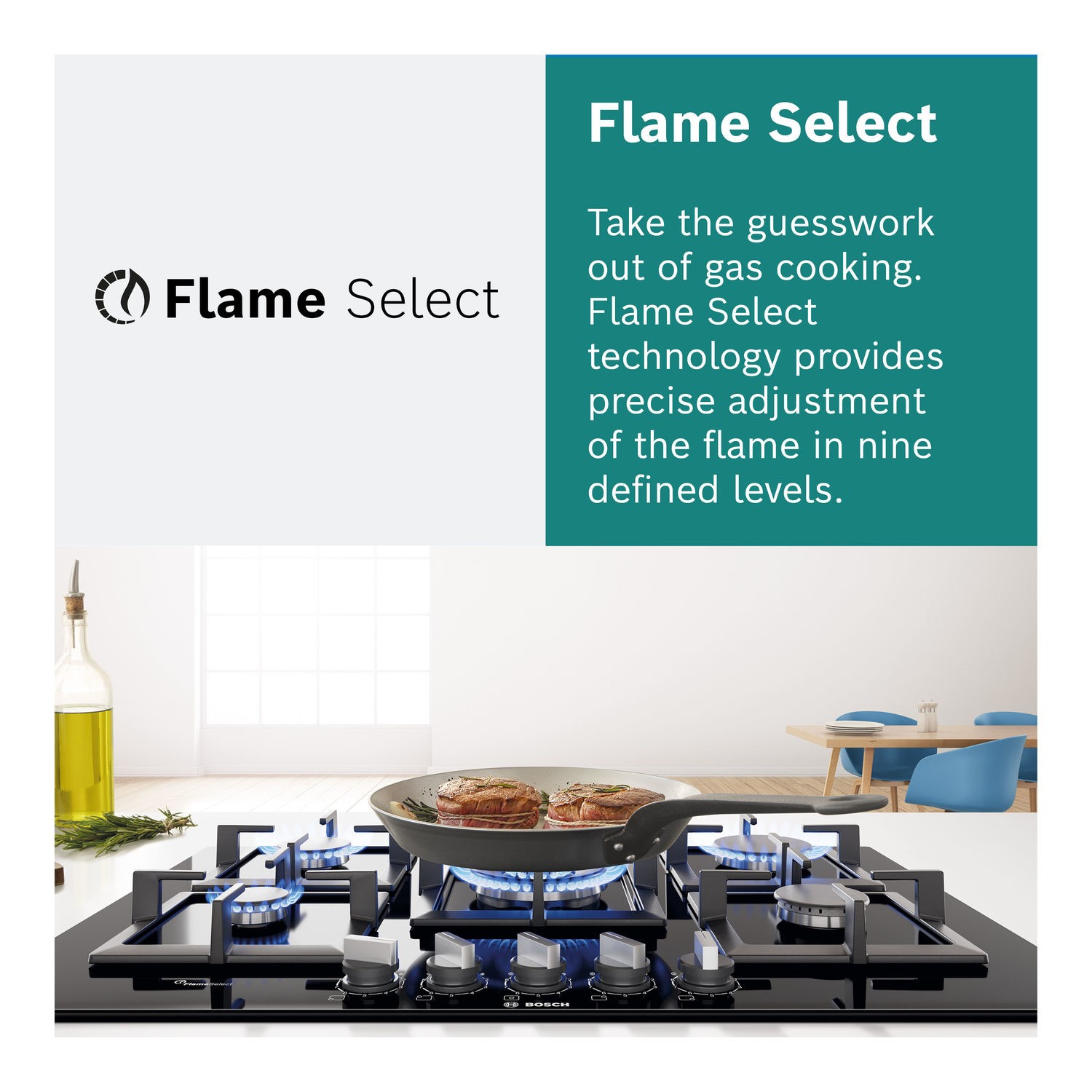 Bosch Serie 6 90cm 5 Burner Gas Hob Stainless Steel PCR9A5B90