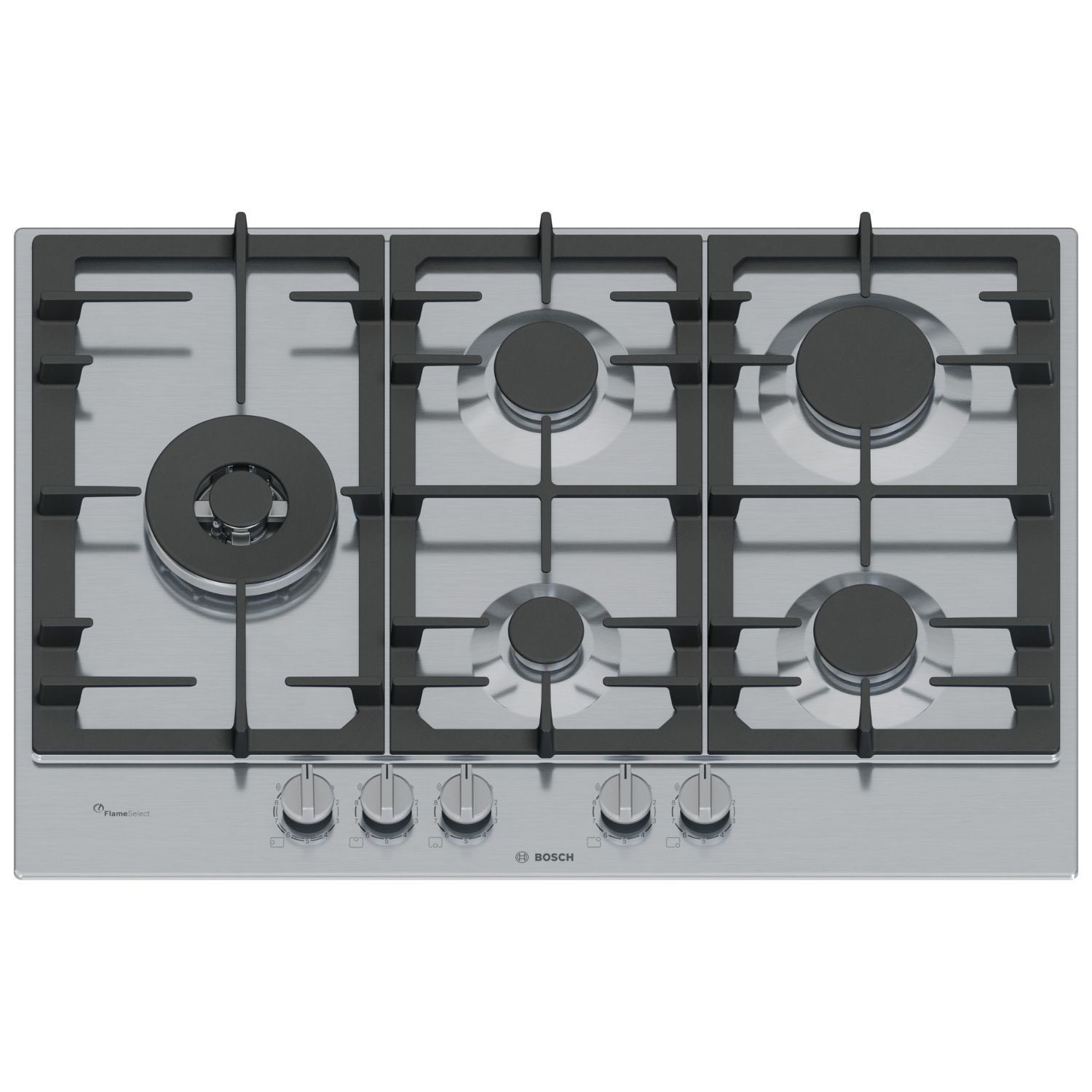 Bosch Series 6 75cm 5 Burner Gas Hob - Stainless Steel