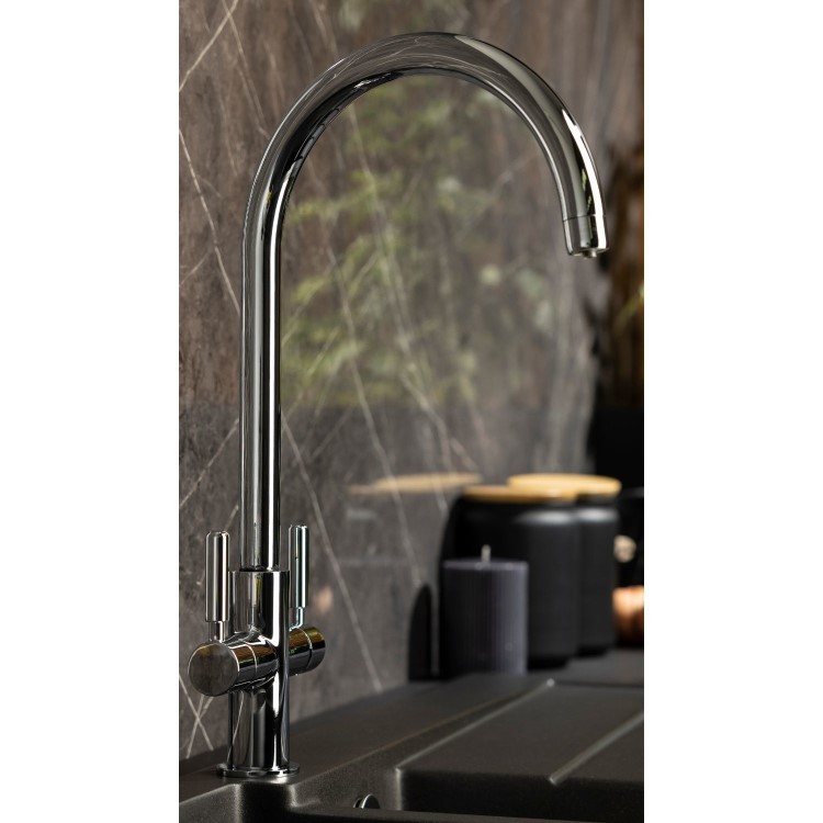 Abode Hemista Dual Lever Slimline 3 in 1 Boiling Water Tap - Chrome