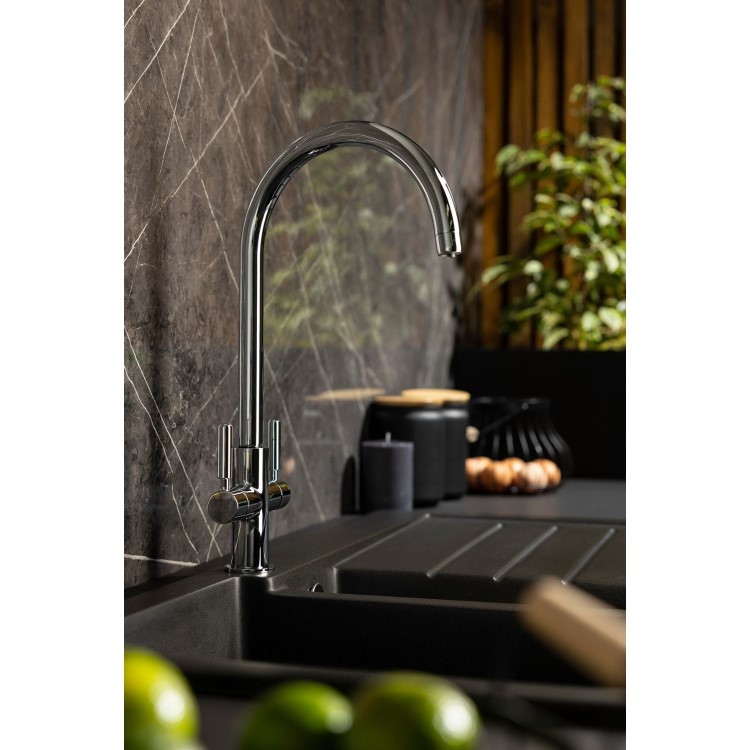 Abode Hemista Dual Lever Slimline 3 in 1 Boiling Water Tap - Chrome