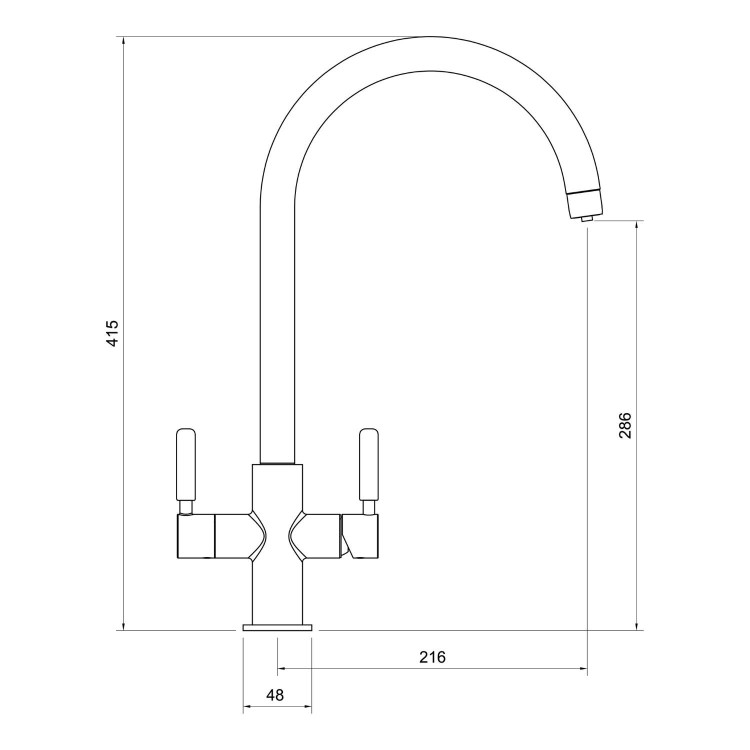 Abode Hemista Dual Lever Slimline 3 in 1 Boiling Water Tap - Chrome