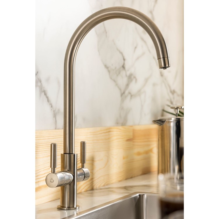 Abode Hemista Dual Lever Slimline 3 in 1 Boiling Water Tap - Brushed Nickel