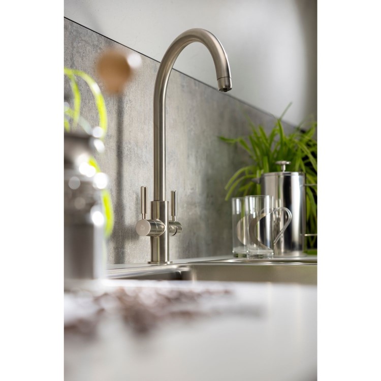 Abode Hemista Dual Lever Slimline 3 in 1 Boiling Water Tap - Brushed Nickel