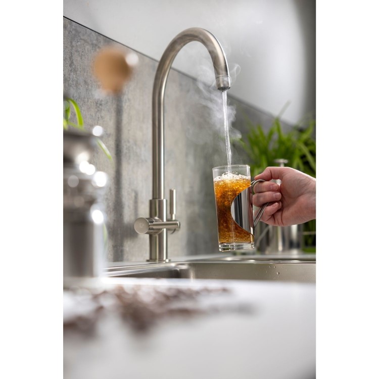 Abode Hemista Dual Lever Slimline 3 in 1 Boiling Water Tap - Brushed Nickel