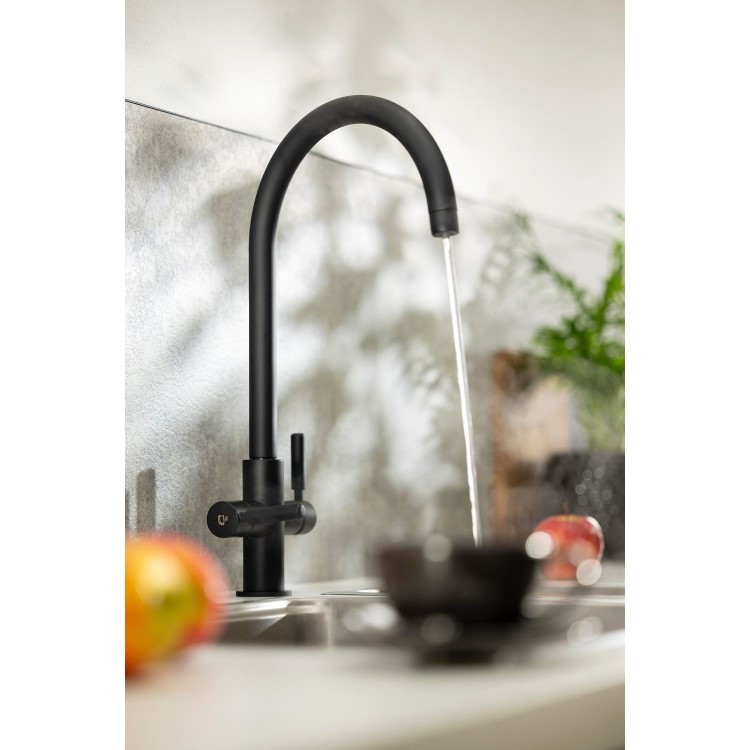 Abode Hemista Dual Lever Slimline 3 in 1 Boiling Water Tap - Matt Black