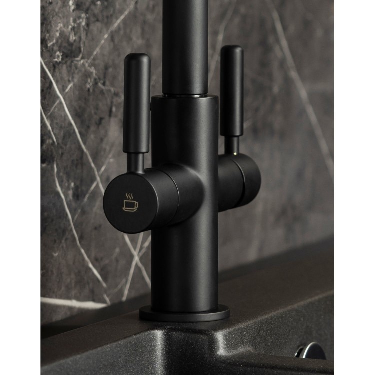 Abode Hemista Dual Lever Slimline 3 in 1 Boiling Water Tap - Matt Black