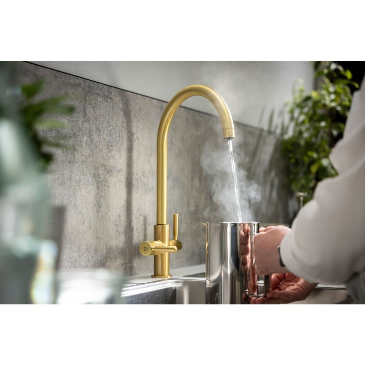 Abode Hemista Dual Lever Slimline 3 in 1 Boiling Water Tap - Brushed Brass