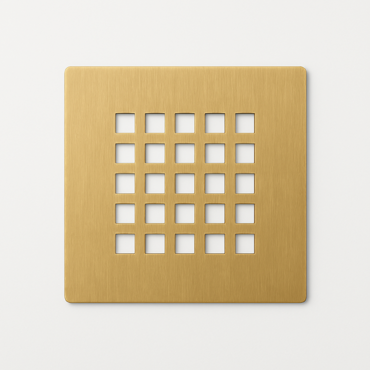 Brushed Brass Grill Waste Cover - Slate Shower Trays