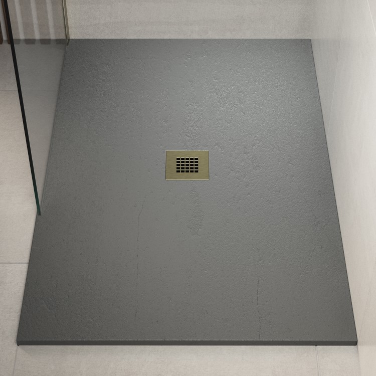 Brushed Brass Grill Waste Cover - Slate Shower Trays