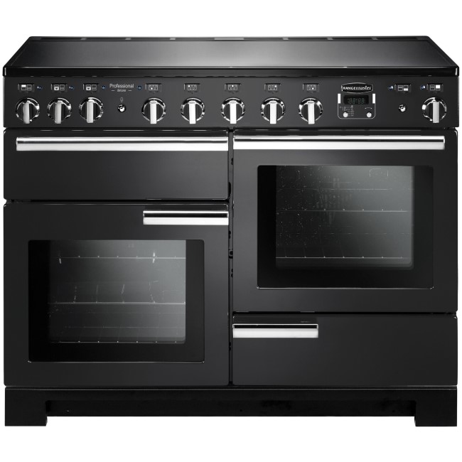 Rangemaster Professional Deluxe 110cm Induction Range Cooker - Black and Chrome