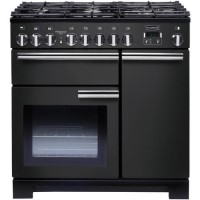 Rangemaster Professional Deluxe 90cm Dual Fuel Range Cooker - Black & Chrome