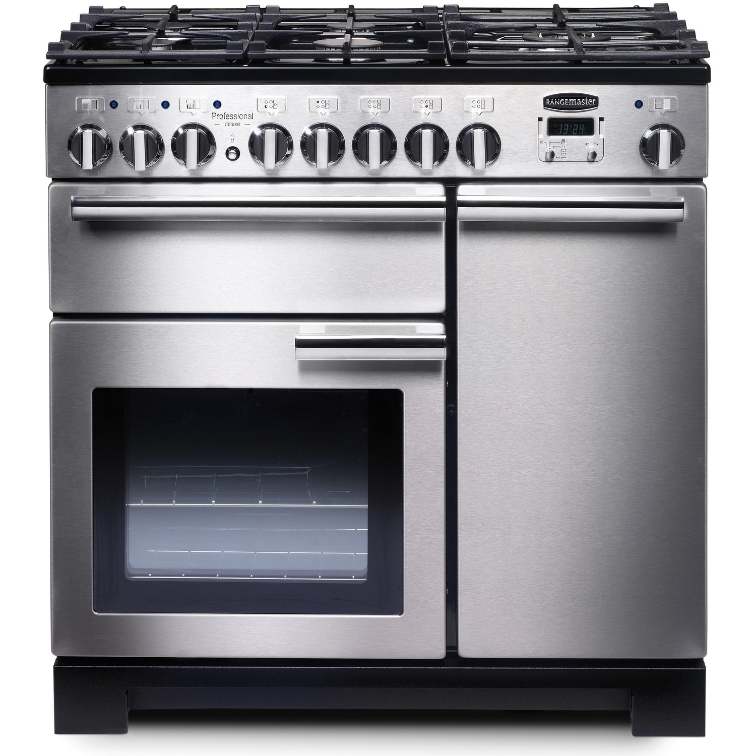 rangemaster professional deluxe 90cm dual fuel range cooker stainless steel pdl90dffssc appliances direct