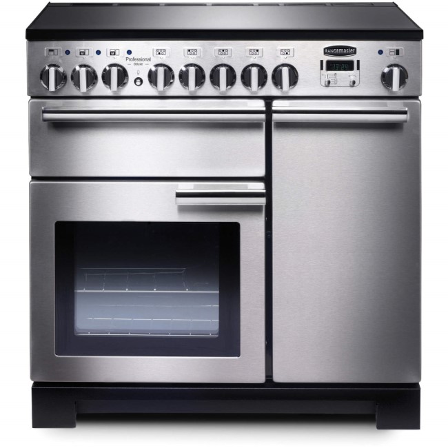 Refurbished Rangemaster Professional Deluxe PDL90EISSC 90cm Electric Range Cooker with Induction Hob Stainless Steel