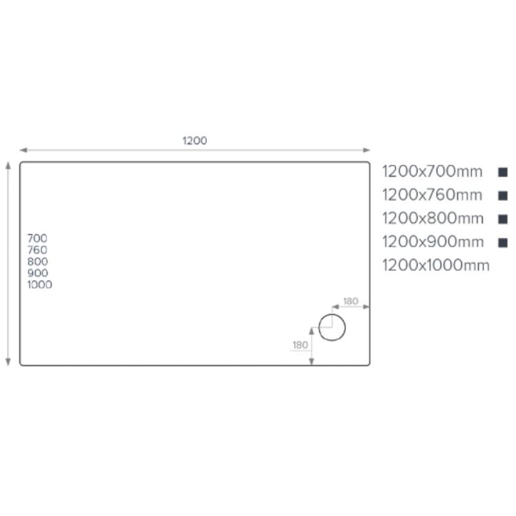 1200x800mm Rectangular Shower Tray 45mm - White Acrylic Stone Resin - Pearl