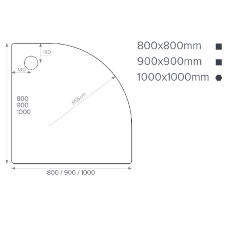 ALMOST PERFECT - 900x900mm Quadrant Shower Tray - White Acrylic Stone Resin - Pearl