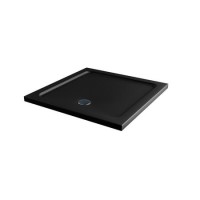 900x900mm Square Shower Tray - Black Acrylic Stone Resin - Pearl