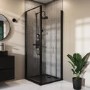 900x900mm Square Shower Tray - Black Acrylic Stone Resin - Pearl