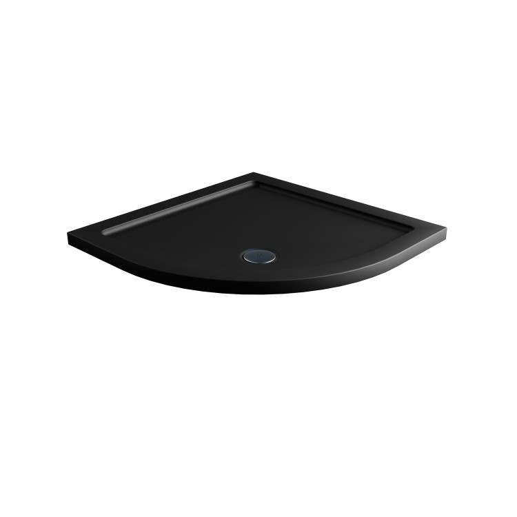 900x900mm Quadrant Shower Tray - Black Acrylic Stone Resin - Pearl