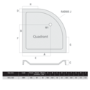900x900mm Quadrant Shower Tray - Black Acrylic Stone Resin - Pearl