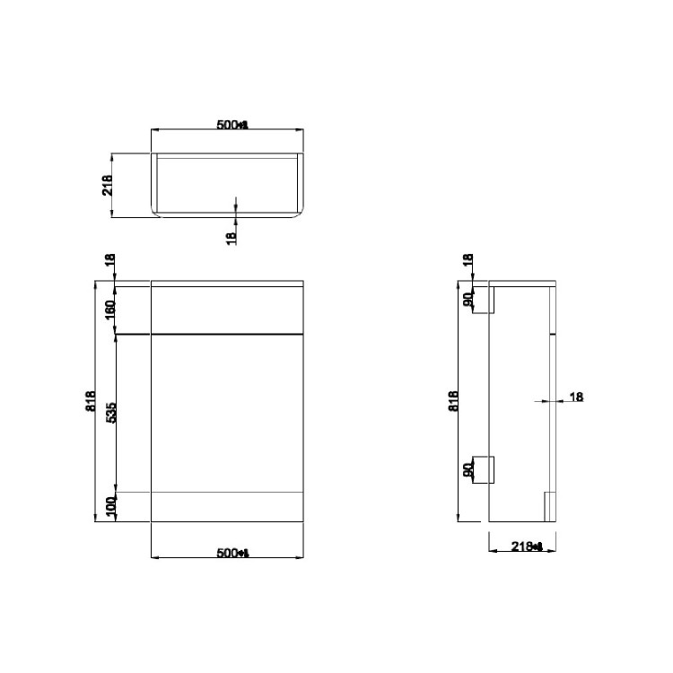 500mm Black Back to Wall Toilet Unit Only - Pendle